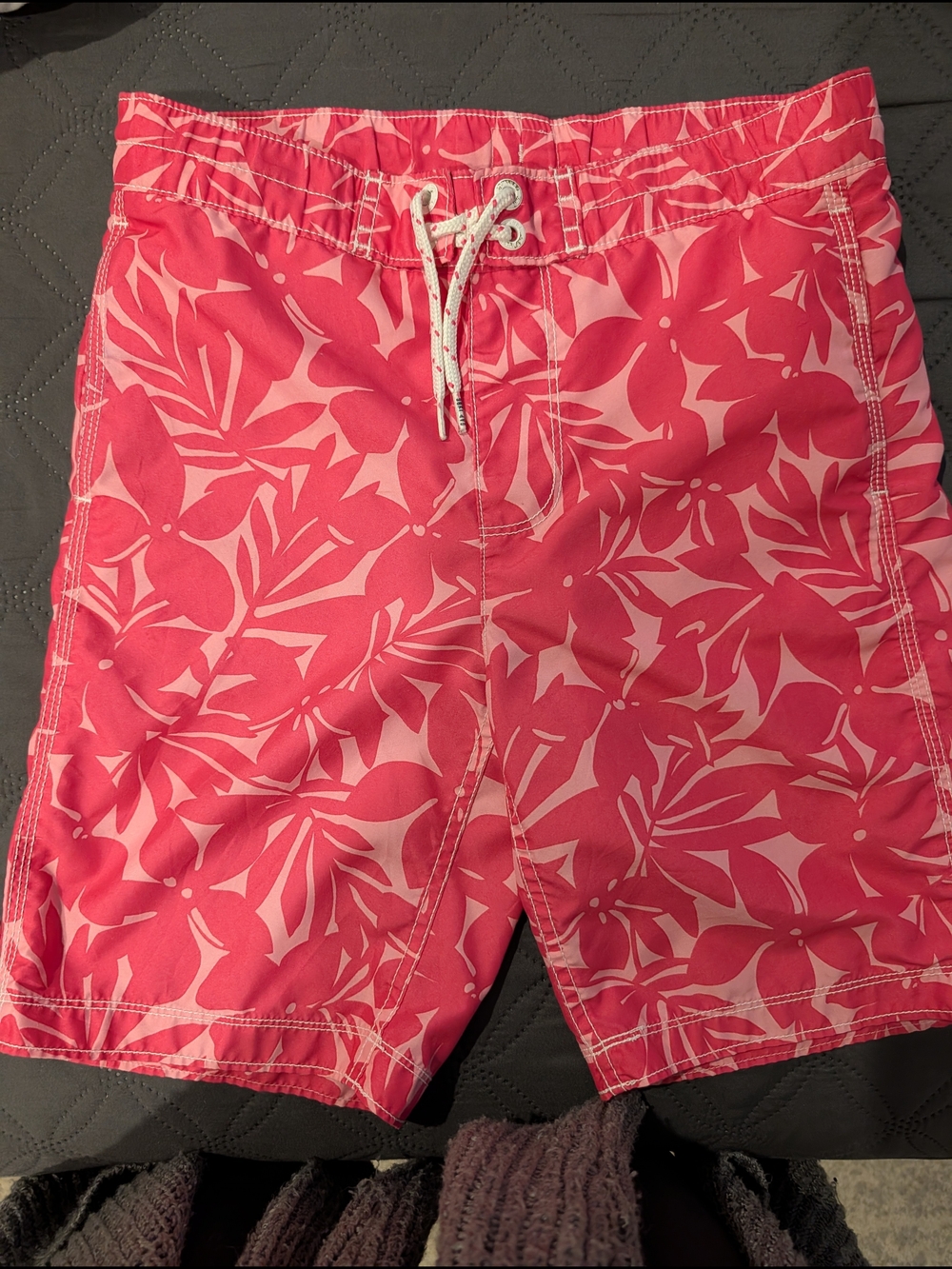 GAP Boys Bright Pink Floral Swim Trunks